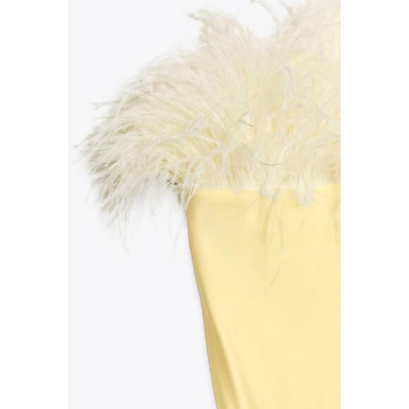 ZARA FEATHERED SATIN MIDI DRESS - Picture 5 of 5